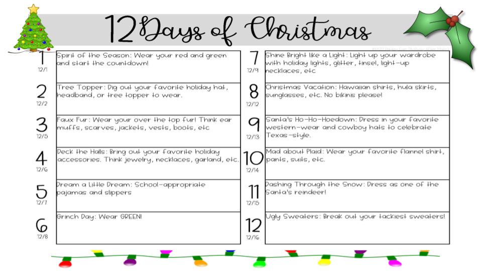 12 days of christmas count down